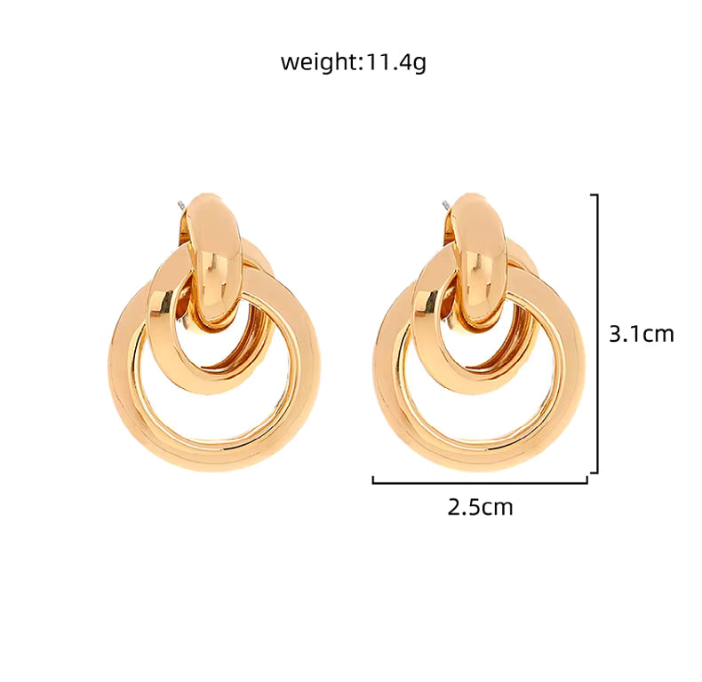 Fashionable metal matte earrings, elegant round earrings