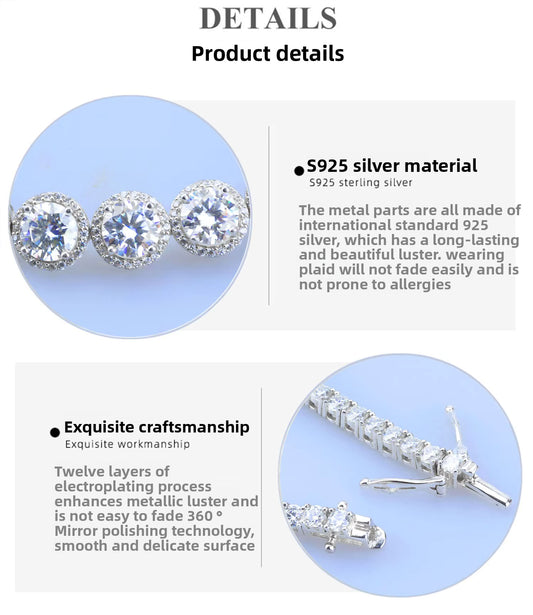 S925 sterling silver D color Moissanite integrated luxury handmade bracelet